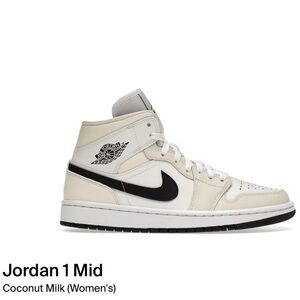 BRAND NEW-AIR JORDAN 1 MID in Coconut Milk-Black-Summit White, size 6 women’s